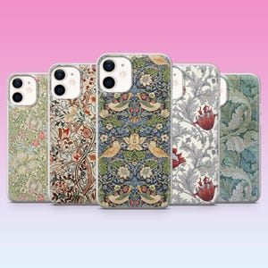 Étui pour téléphone William Morris, motif floral victorien vintage, pour iPhone 16, 15, 14, 13, 12, 11, Samsung S24, S23FE, S22 A15, Pixel 9Pro XL, 8Pro