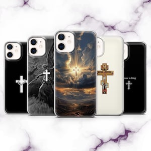 Jesus Christ Phone Case Cross Christian Church Cover for iPhone 16, 15, 14, 13, 12, 11, Samsung S25, S24, S23, Pixel 9Pro XL, 8Pro, 7A
