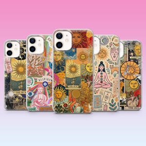 Tarot Phone Case Boho Sun Spiritual Mystic Cover for iPhone 16, 15, 14, 13, 12, 11, Samsung S25, S24, S23, Pixel 9Pro XL, 8Pro, 7A