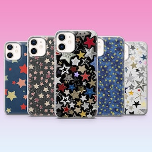 Funkelnde Sterne Handyhülle Glitzernde Sterne Y2K Abdeckung für iPhone 16, 15, 14, 13, 12, 11, Samsung S24, S23FE, S22, A15, A54, Pixel 9Pro XL, 8Pro