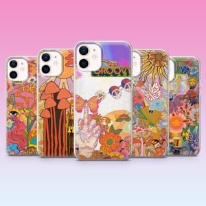 Hippie Phone Case Boho Retro 70s Cover for iPhone 17, 16, 15, 14, 13, 12, Samsung S25, S24, S23, Pixel 10 Pro, 9A, 8Pro, 7A