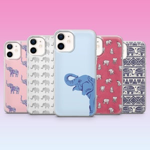 Elephant Pattern Phone Case Cute Elephant  Cover for iPhone 16, 15, 14, 13, 12, 11, Samsung S24, S23FE, S22, A15, A54, Pixel 9Pro XL, 8Pro