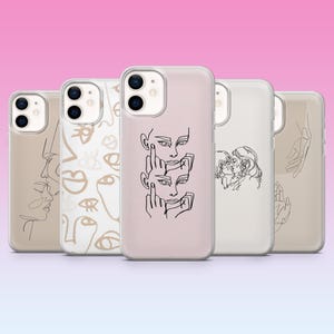 Line Art Phone Case One Line Minimal Line Cover for iPhone 16, 15, 14, 13, 12, 11, Samsung S25, S24, S23, Pixel 9Pro XL, 8Pro, 7A