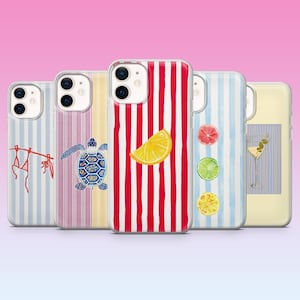 Stripes Phone Case Summer Beach Aesthetic Cover for iPhone 16, 15, 14, 13, 12, 11, Samsung S25, S24, S23, Pixel 10 Pro XL, 9Pro, 8Pro, 7A