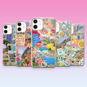 Italy Phone Case Amalfi Coast Positano Collage Cover for iPhone 16, 15, 14, 13, 12, 11, Samsung S25, S24, S23, Pixel 9Pro XL, 8Pro 7A