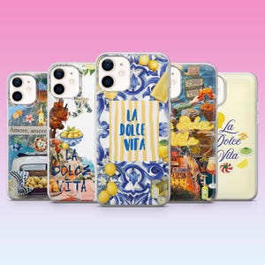 Italie Coque de portable La Dolce Vita, cuisine italienne pour iPhone 16, 15, 14, 13, 12, 11, Samsung S25, S24, S23, Pixel 9Pro XL, 8Pro, 7A