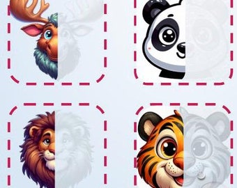 Dieren matching game voor kinderen, boerderijsafari matching activiteit, dieren spellen, peuter matching activiteit, leermap, voorschoolse centra