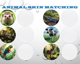 Animal Matching Puzzle Activity, Animal Skin Pattern Matching, Toddler Matching Activity, Printable Learning Binder, Preschool Montessori