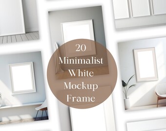 Minimalist White Frame Mockup Bundle, Wall Art Display (PNG)