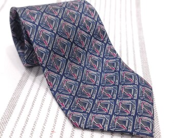 VALENTINO - Designer Vintage 100% Silk Necktie - Navy Blue