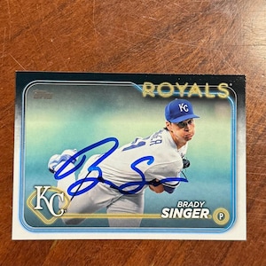 Brady Singer signierte Karte Topps Baseballkarte Kansas City Royals Handsignierte Karte ohne COA