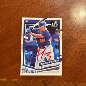 Francisco Alvarez signierte Karte Panini Donruss Baseball New York Mets Handsignierte Karte Ohne COA Zukunft All Star Red Ink Seltene Erinnerungsstücke