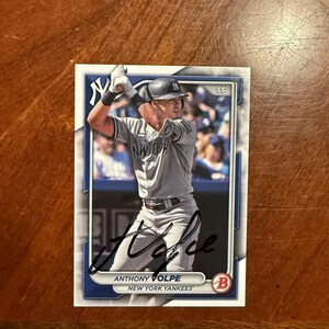 Antony Volpe Slightly Faded Autogrammed Karte Topps Bowman Baseball New York Yankees Hand signierte Karte Kein COA All Star ROTY Black Ink Rare
