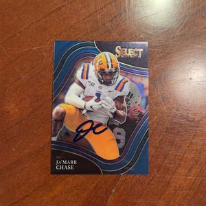 Jamar Chase signierte Karte Panini Wähle Draft Picks Football LSU Tigers handsignierte Karte ohne COA