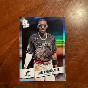 Karta z autografem Jazz Chisholm Jr. Topps Big League Insert Baseball Miami Marlins Karta z podpisem odręcznym Bez COA Rzadka karta All Star Red Ink