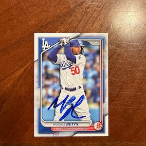 Mookie Betts Slightly Faded Autogrammed Karte Topps Bowman Baseball Los Angeles Dodgers handsignierte Karte ohne COA All Star Blue Ink Rare