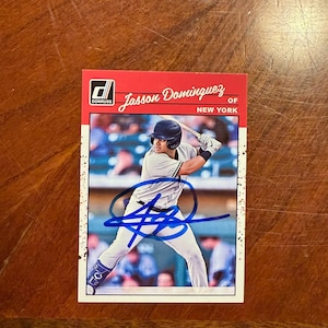 Jasson Dominguez Autographed Card Panini Donruss Baseball Card New York Yankees Auto No COA Future All Star Blue Ink Autograph RARE