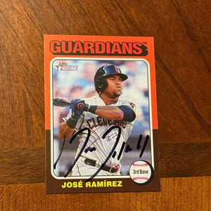 Jose Ramirez Autographed Card Topps Heritage Baseball Card Cleveland Guardians Hand Signed Card No COA