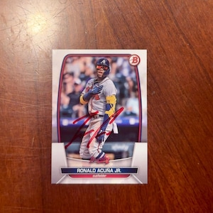Ronald Acuna Jr Autographed Card Topps Bowman Baseball Card Atlanta Braves Hand Signed Card No COA Red Ink All Star