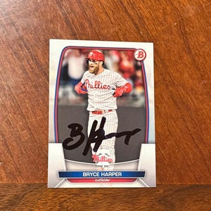 Bryce Harper Autographed Card Topps Bowman Baseball Card Philadelphia Phillies Hand Signed Card No COA