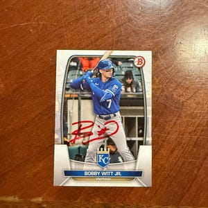 Bobby Witt Jr. signierte Karte Topps Bowman Baseball Karte Kansas City Royals Handsignierte Karte ohne COA Future Hall Of Famer Red Ink Rare