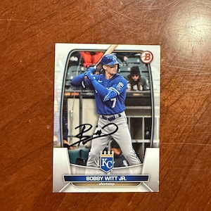 Bobby Witt Jr. signierte Karte Topps Bowman Baseball Card Kansas City Royals Handsignierte Karte ohne COA Future Hall Of Famer Black Ink Rare