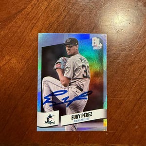 Eury Perez signierte Karte Topps Big League Insert Baseball Miami Marlins handsignierte Karte ohne COA