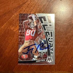 Jerry Rice signierte Karte Panini Mosaic Football Elevate Insert Card San Francisco 49ers Handsignierte Karte ohne COA