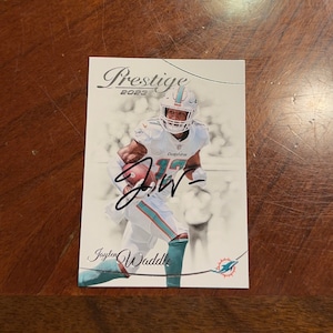 Jaylen Waddle signierte Karte Panini Prestige Football Miami Dolphins handsignierte Karte ohne COA
