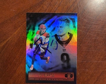 Joe Burrow enigszins vervaagde gesigneerde kaart Cincinnati Bengals 2021 Panini Illusions voetbalkaart zonder certificaat van betaling