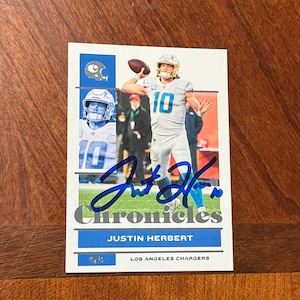 Justin Herbert Autographed Card Panini Chronicles Football Card Los Angeles Chargers Hand Signed Card No COA Future Hall Of Famer Rare