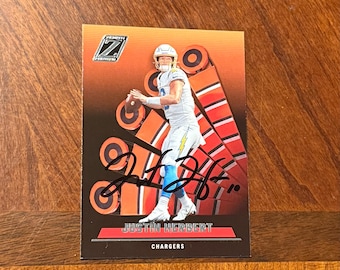 Justin Herbert gesigneerde kaart Panini Zenith Football Card Los Angeles Chargers Handgesigneerde kaart Geen COA Future Hall of Fame MVP