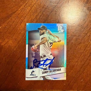 Sandy Alcantara signierte Karte Topps Big League Seltene Einlage Baseball Miami Marlins handsignierte Karte ohne COA