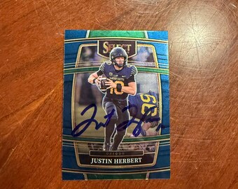 Justin Herbert gesigneerde kaart 2022 Panini Select Draft Picks Football Card Oregon Ducks handgesigneerde kaart Geen COA Future Hall of Fame MVP