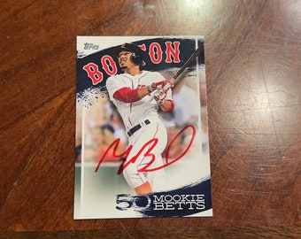Mookie Betts Autographed Card Topps Three Homer Hero Insert Baseball Card Boston Red Sox Hand Signed Card No COA