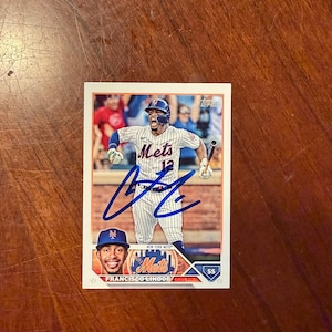 Francisco Lindor Autographed Card Topps Baseball New York Mets Hand Signed Card No COA