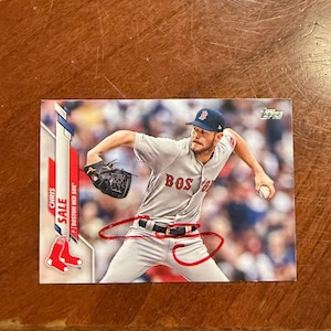 Chris Sale Rookie gesigneerde kaart Topps honkbalkaart Boston Red Sox handgesigneerde kaart geen COA Cy Young rode inkt, zeldzaam