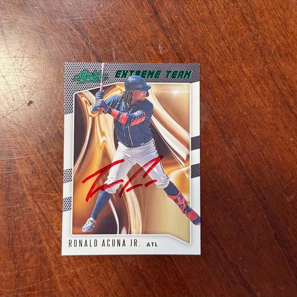 Ronald Acuna Jr Autographed Card Panini Absolute Extreme Team Insert Baseball Card Atlanta Braves Hand Signed Card No COA