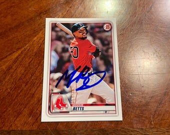 Mookie Betts Autographed Card Topps Bowman Baseball Card Boston Red Sox Hand Signed Card No COA