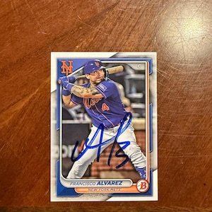 Francisco Alvarez signierte Karte Topps Bowman Baseball New York Mets Handsignierte Karte Ohne COA Future All Star Blue Ink Seltene Erinnerungsstücke