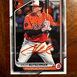 Adley Rutschman signierte Karte Topps Bowman Baseball Card Baltimore Orioles Handsignierte Karte ohne COA