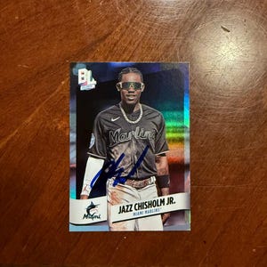 Cartes dédicacées Jazz Chisholm Jr pour grande ligue, carte signée à la main des Marlins de Miami de baseball, sans certificat d'authenticité