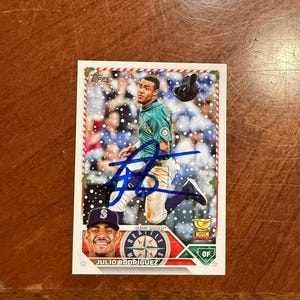 Julio Rodriguez signierte Karte Topps Urlaubs-Baseballkarte “Seattle Mariners” Handsignierte Karte ohne COA