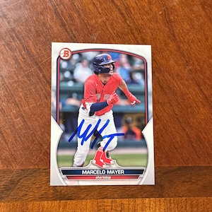 Marcelo Mayer Autographed Card Topps Bowman Baseball Card Boston Red Sox Hand Signed Card No COA