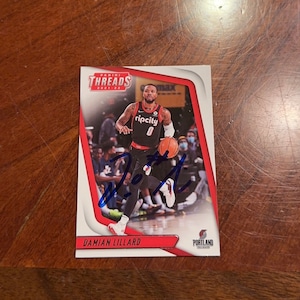 Damian Lillard signierte Karte Panini Chroniken Threads Basketball Portland Road Blazers handsignierte Karte ohne Echtheitszertifikat