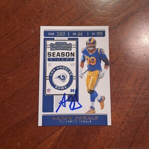 Aaron Donald Hand Signed Autographed Card Los Angeles Rams 2019 NFL Panini Contenders Football Card No COA