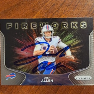 Josh Allen Autographed Card Panini Prizm Fireworks Insert Football Card Buffalo Bills Hand Signed Card No COA Rare