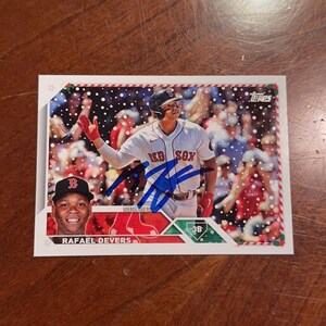 Rafael Devers signierte Karte Topps Holiday Baseball Card Boston Red Sox handsignierte Karte ohne COA
