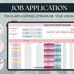 Job Application Tracker Google Sheets: Simple Dashboard (Digital Download)