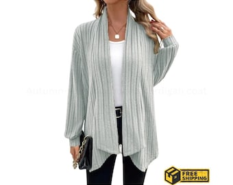 Cardigan en tricot ouvert sur le devant : manteau-pull ample pour femmes